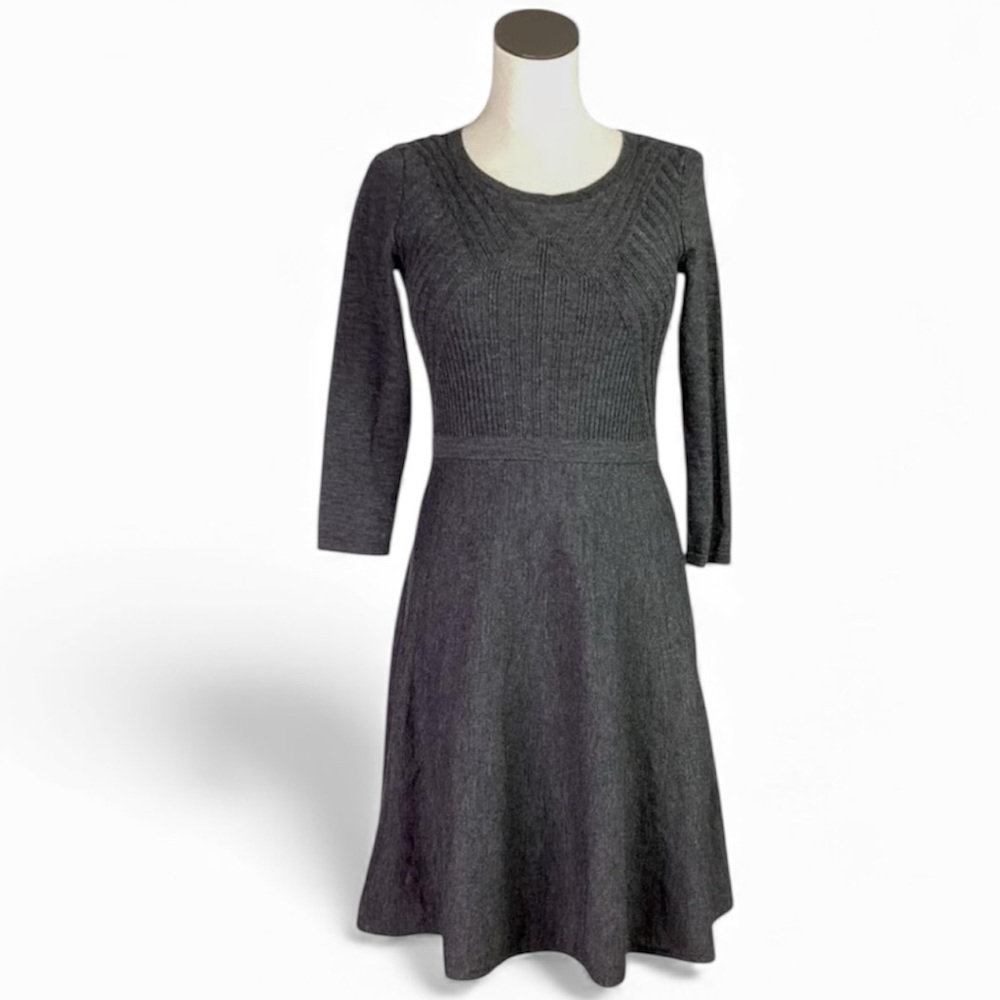 TALBOTS Merino Wool Charcoal Gray Sweater Dress